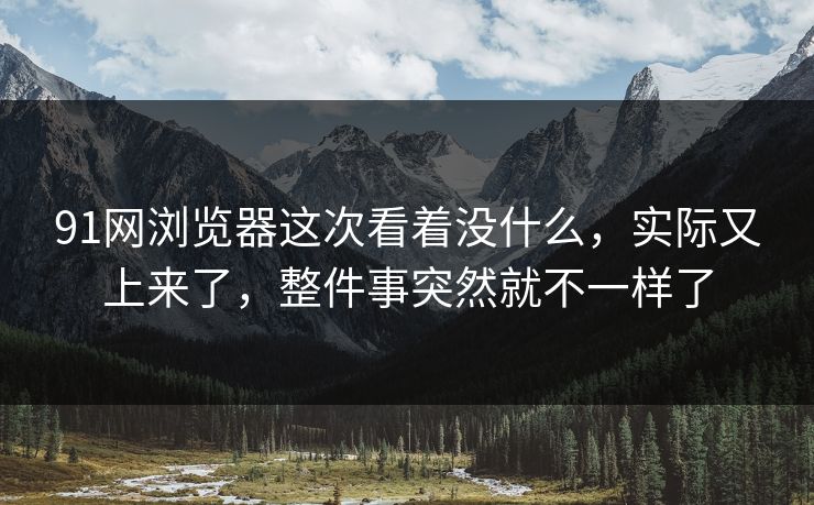 91网浏览器这次看着没什么，实际又上来了，整件事突然就不一样了