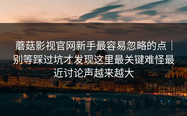 蘑菇影视官网新手最容易忽略的点｜别等踩过坑才发现这里最关键难怪最近讨论声越来越大