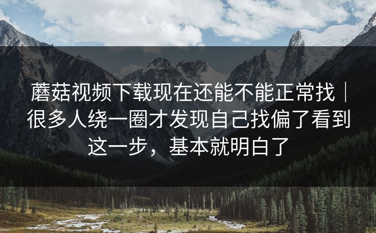 蘑菇视频下载现在还能不能正常找｜很多人绕一圈才发现自己找偏了看到这一步，基本就明白了