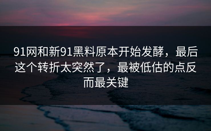 91网和新91黑料原本开始发酵，最后这个转折太突然了，最被低估的点反而最关键
