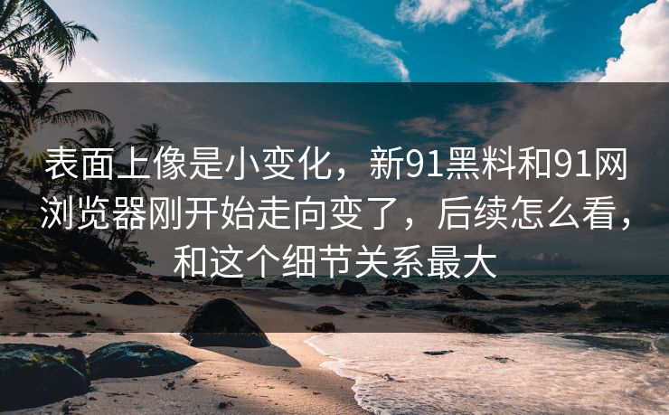 表面上像是小变化，新91黑料和91网浏览器刚开始走向变了，后续怎么看，和这个细节关系最大