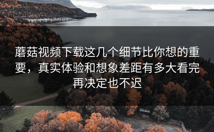 蘑菇视频下载这几个细节比你想的重要，真实体验和想象差距有多大看完再决定也不迟