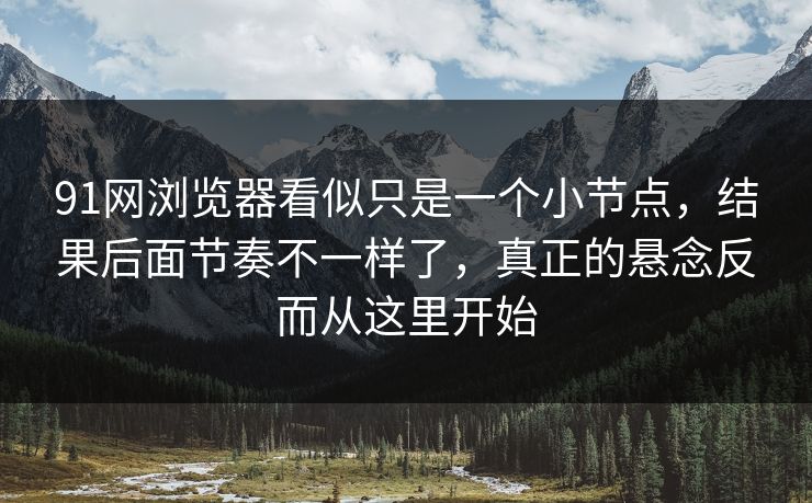 91网浏览器看似只是一个小节点，结果后面节奏不一样了，真正的悬念反而从这里开始