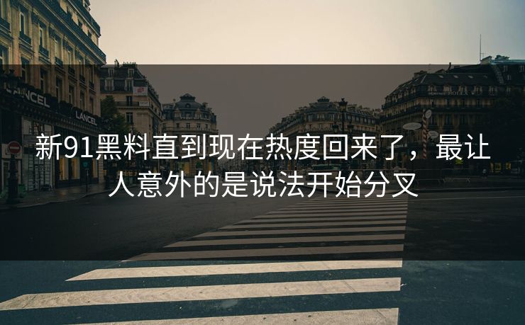 新91黑料直到现在热度回来了，最让人意外的是说法开始分叉