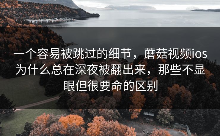 一个容易被跳过的细节，蘑菇视频ios为什么总在深夜被翻出来，那些不显眼但很要命的区别