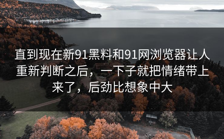 直到现在新91黑料和91网浏览器让人重新判断之后，一下子就把情绪带上来了，后劲比想象中大