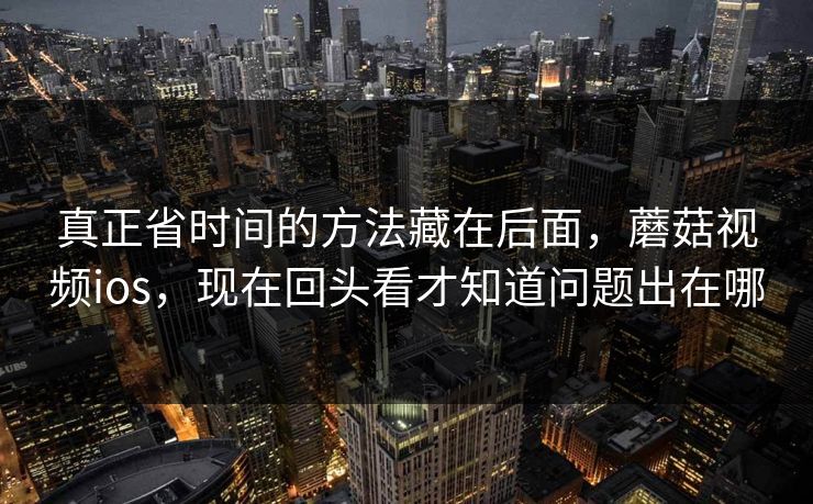 真正省时间的方法藏在后面，蘑菇视频ios，现在回头看才知道问题出在哪